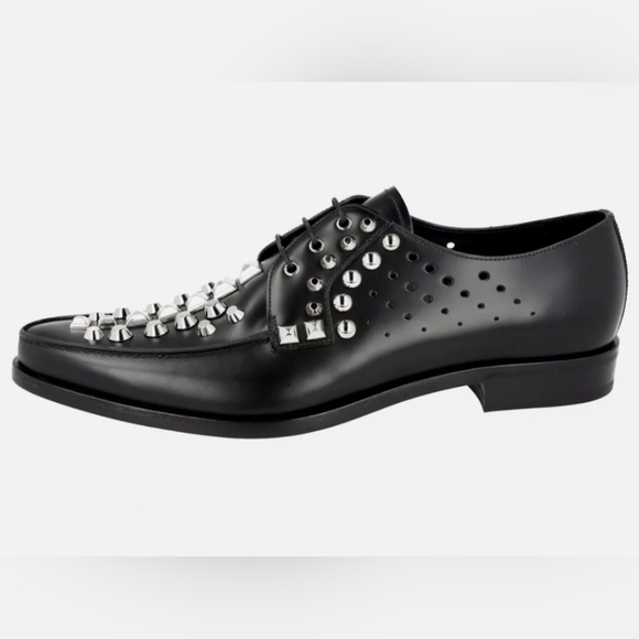 Prada Leather Studded Lace Up Shoes - Picture 1 of 6